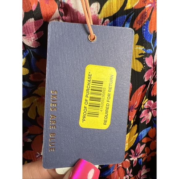 Skies Are Blue Floral Balloon Sleeve Ruffle Top Women's Size Large NWT - Picture 3 of 12